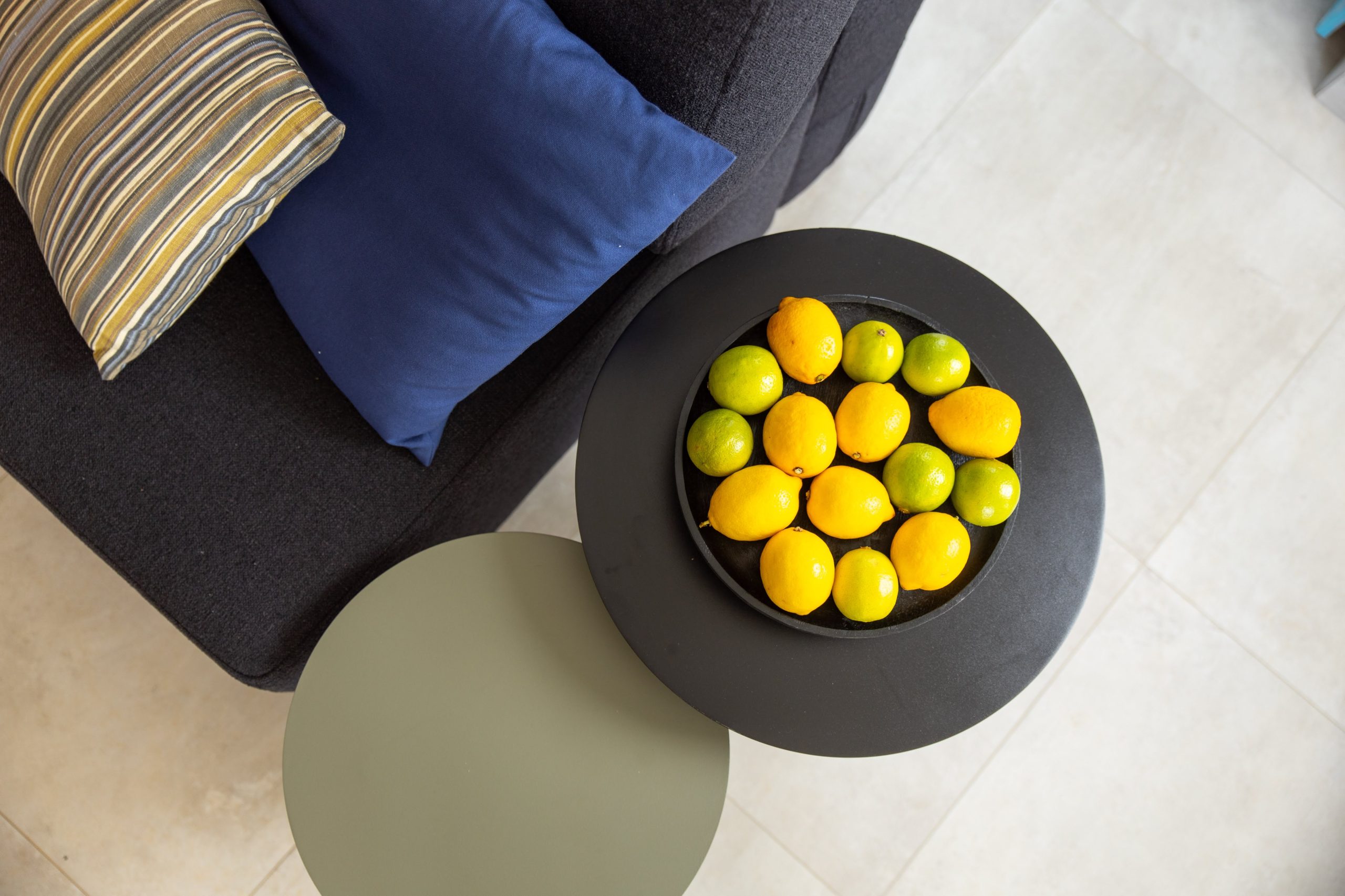 Bowl of lemons and limes on the coffee table